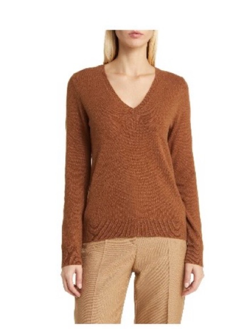 Nordstrom Brown V-Neck Women's Sweater
